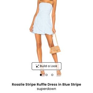 Superdown Strapless Blue Stripe Dress